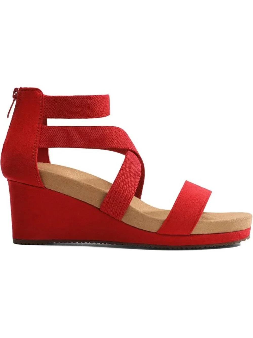 Stylish Open Toe Platform Wedge Sandals with Elastic Ankle Strap - Summer